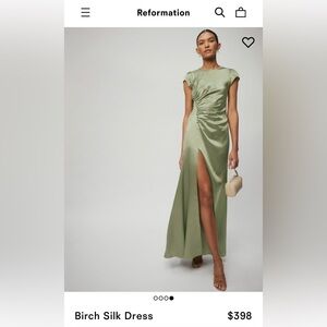 Reformation Birch Silk Dress, Green | Size 0 (XS/S) | Bought New, Only Worn 1X!